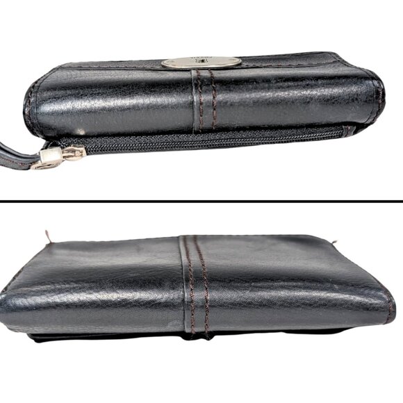 SOLD Fossil Black Pebbled Leather Maddox Tri Fold Folding Wallet 5.5" x 3.5" - Picture 4 of 11